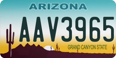 AZ license plate AAV3965
