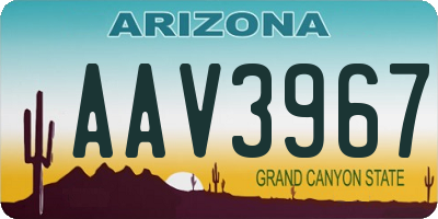 AZ license plate AAV3967