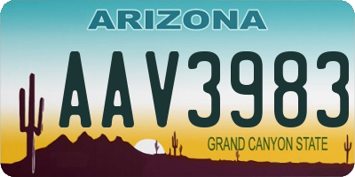 AZ license plate AAV3983