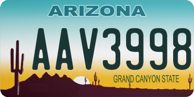 AZ license plate AAV3998