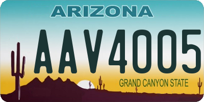 AZ license plate AAV4005