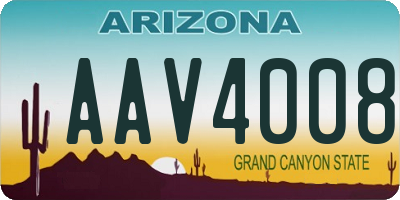 AZ license plate AAV4008