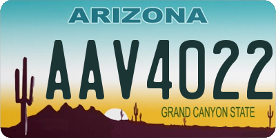 AZ license plate AAV4022