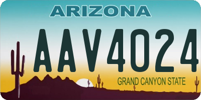 AZ license plate AAV4024