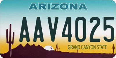 AZ license plate AAV4025