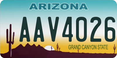 AZ license plate AAV4026