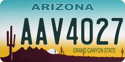 AZ license plate AAV4027