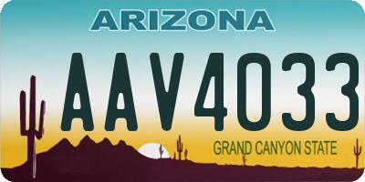 AZ license plate AAV4033