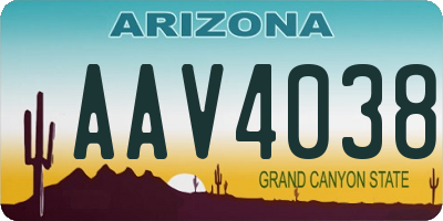AZ license plate AAV4038