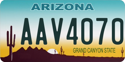 AZ license plate AAV4070
