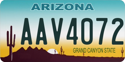 AZ license plate AAV4072