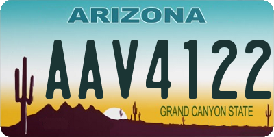 AZ license plate AAV4122