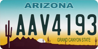 AZ license plate AAV4193