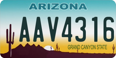 AZ license plate AAV4316