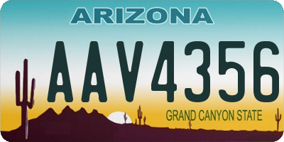 AZ license plate AAV4356