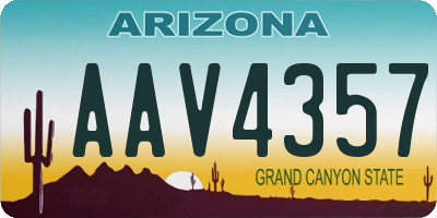 AZ license plate AAV4357