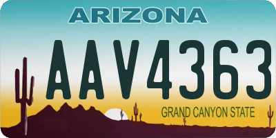 AZ license plate AAV4363