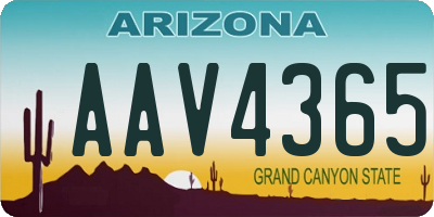 AZ license plate AAV4365