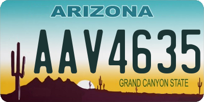 AZ license plate AAV4635