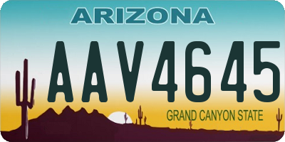 AZ license plate AAV4645