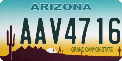 AZ license plate AAV4716