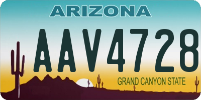 AZ license plate AAV4728