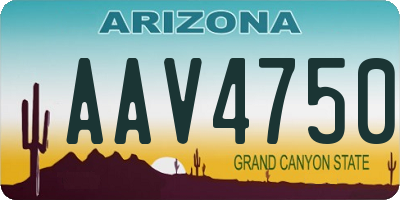 AZ license plate AAV4750