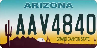 AZ license plate AAV4840