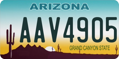 AZ license plate AAV4905