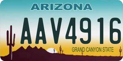 AZ license plate AAV4916