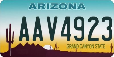 AZ license plate AAV4923