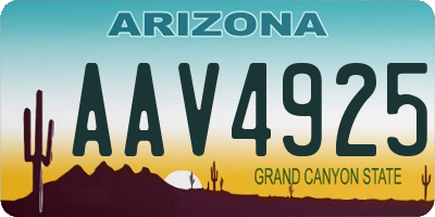 AZ license plate AAV4925