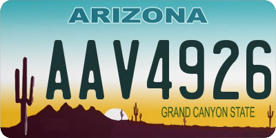 AZ license plate AAV4926