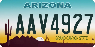 AZ license plate AAV4927