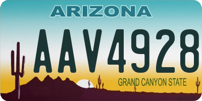 AZ license plate AAV4928