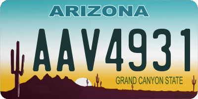 AZ license plate AAV4931