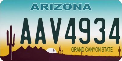 AZ license plate AAV4934