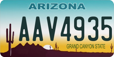 AZ license plate AAV4935