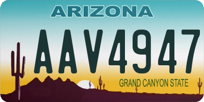 AZ license plate AAV4947