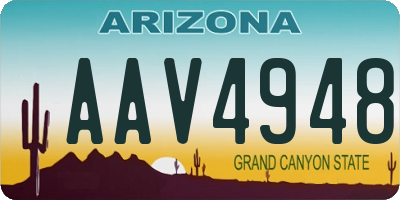 AZ license plate AAV4948