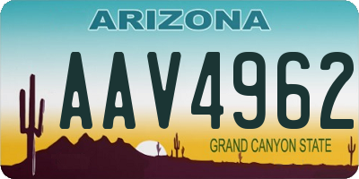AZ license plate AAV4962