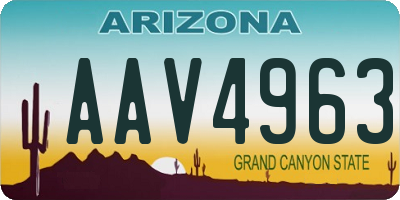 AZ license plate AAV4963