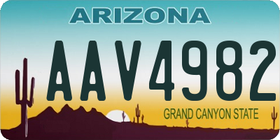 AZ license plate AAV4982