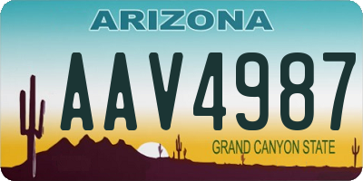 AZ license plate AAV4987