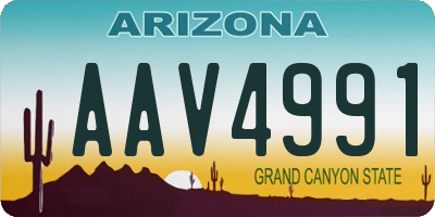 AZ license plate AAV4991