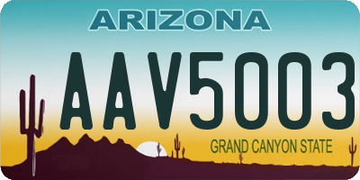 AZ license plate AAV5003