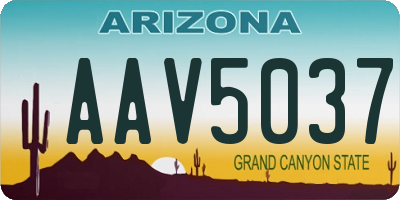 AZ license plate AAV5037
