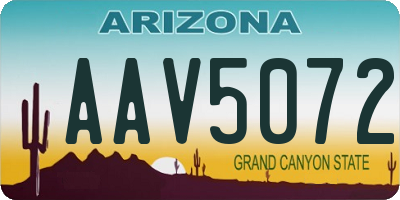 AZ license plate AAV5072