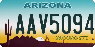 AZ license plate AAV5094