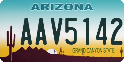 AZ license plate AAV5142